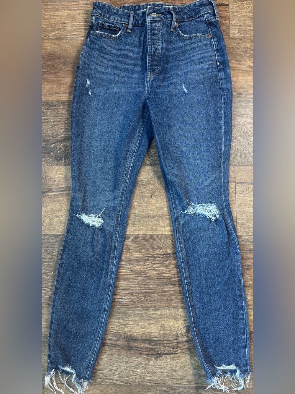 Old Navy Pop Icon Skinny Jeans Womens 6 Extra High Rise Distressed Button Fly